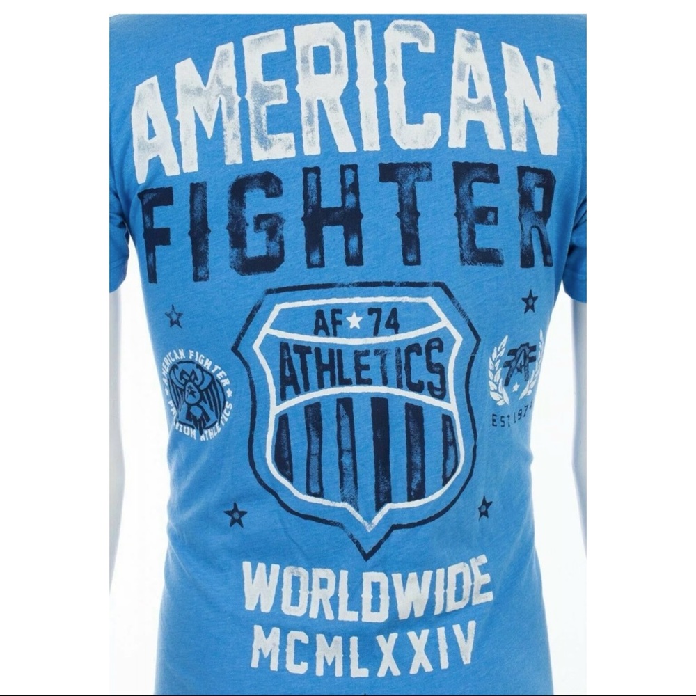 AMERICAN FIGHTER North Carolina Blue Athletic Fit Men Crewneck T-shirt L-3XL NWT - Picture 9 of 10